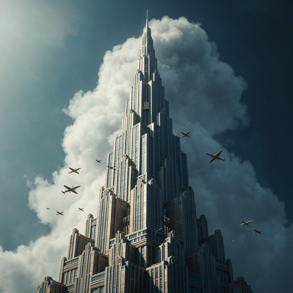 Colossal Art Deco Skyscraper in Dramatic Lighting