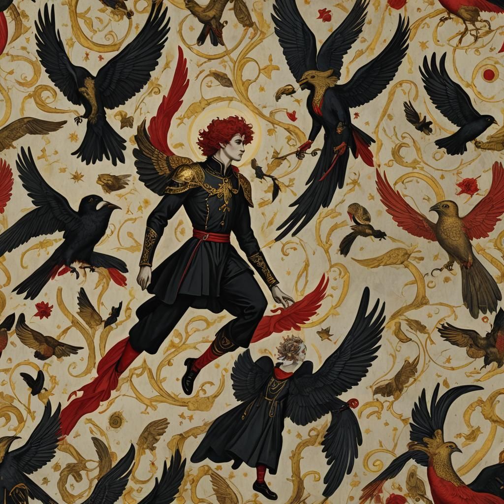 Anime Boy Character with Astral Outfit and Angel Wings