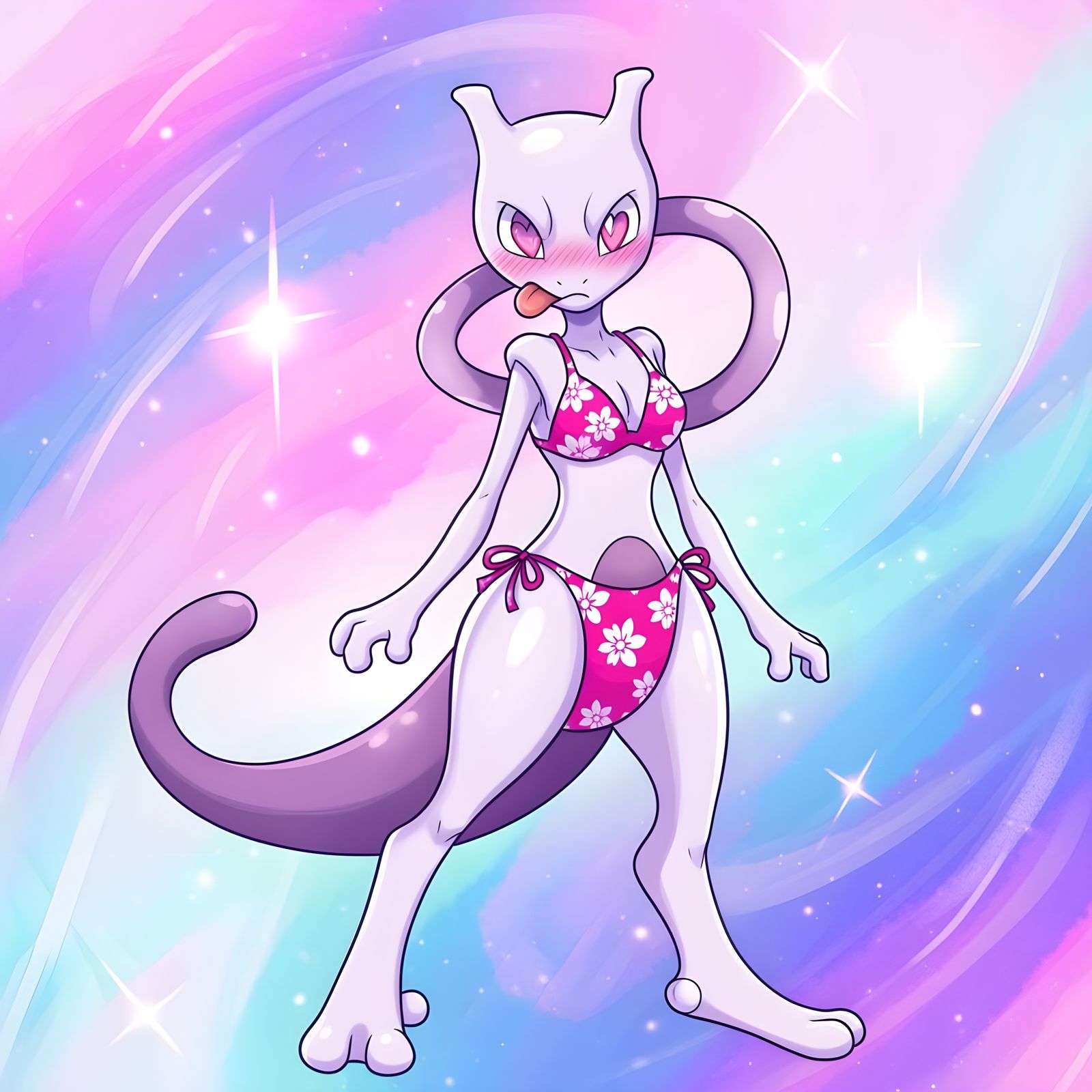Mewtwo in Bikini with Heart Eyes