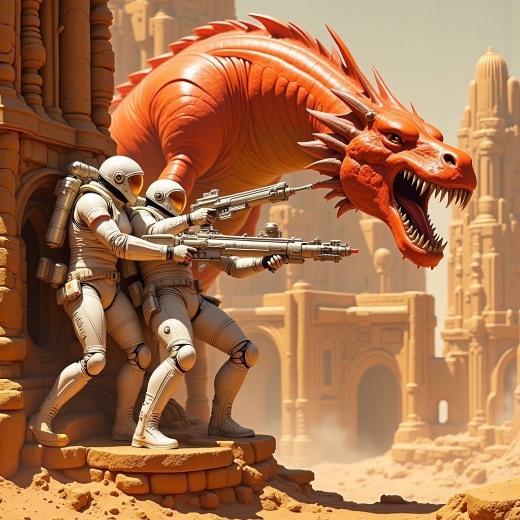 Rugged Astro-Marines Unleash Firepower on Martian Sand-Drago...