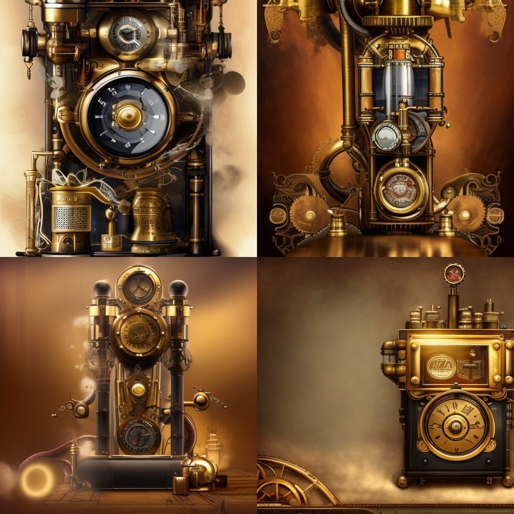 Steampunk Coffee Machine in Brass and Copper