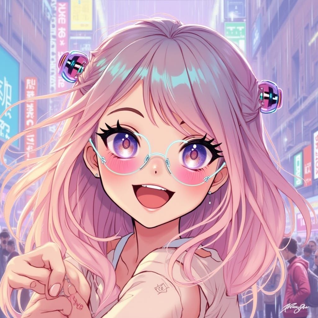 Cyberpunk Party Girl in Neon Paradise