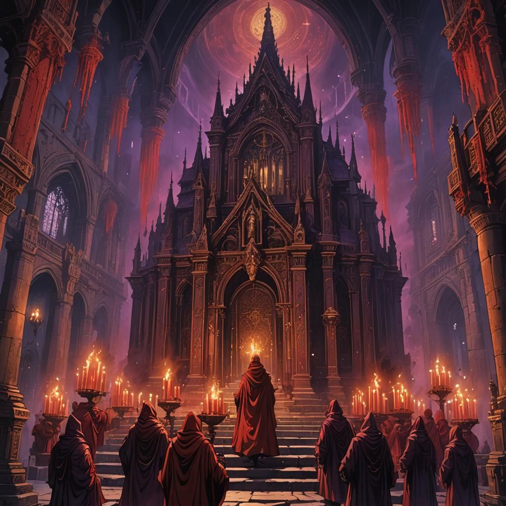 Eldritch Blood Ritual in Gothic Monastery
