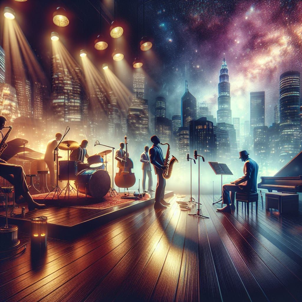 Hyperrealistic Jazz Music Scene in HDR