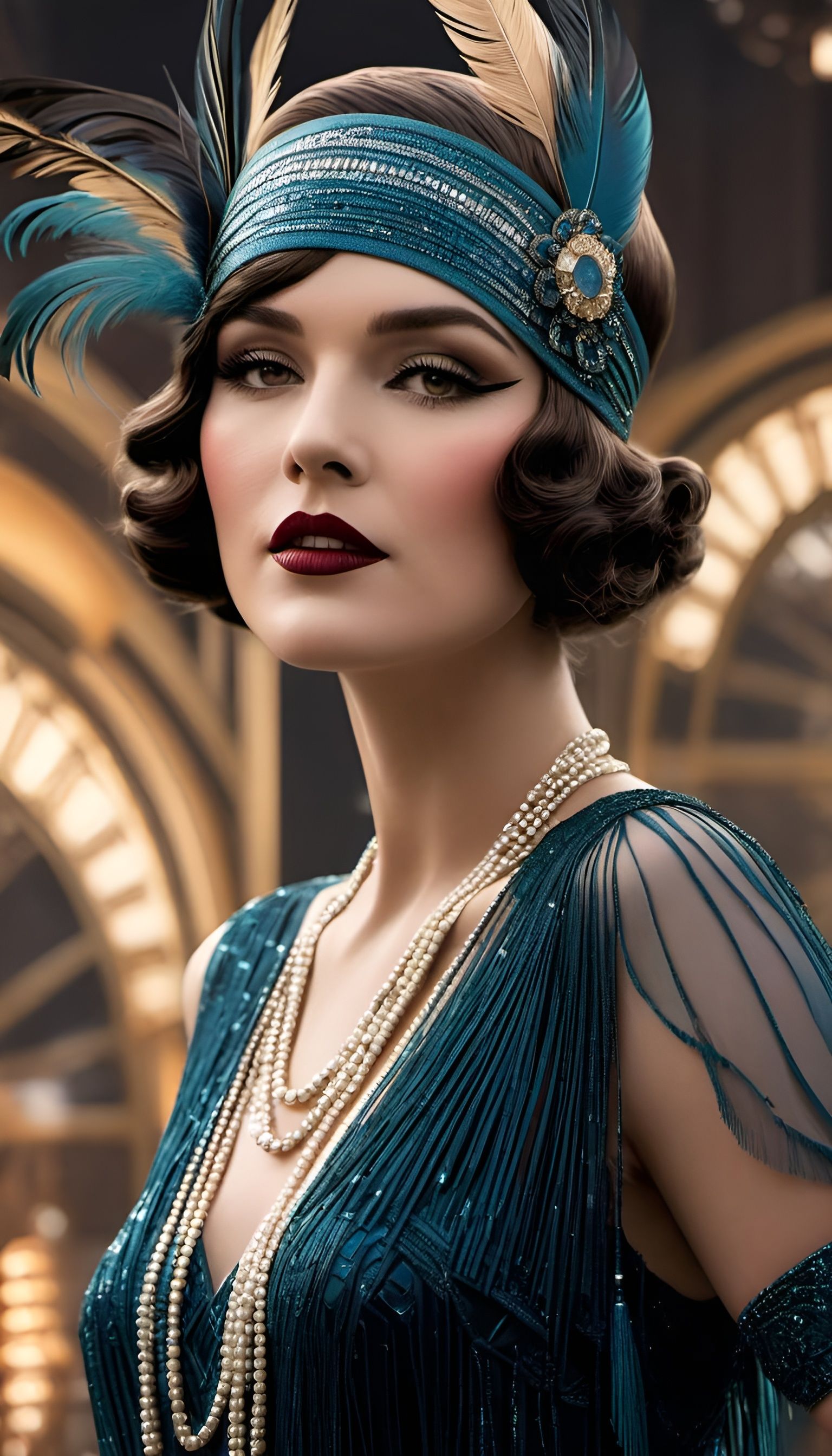 Gorgeous Flapper Girl in Art Deco Style