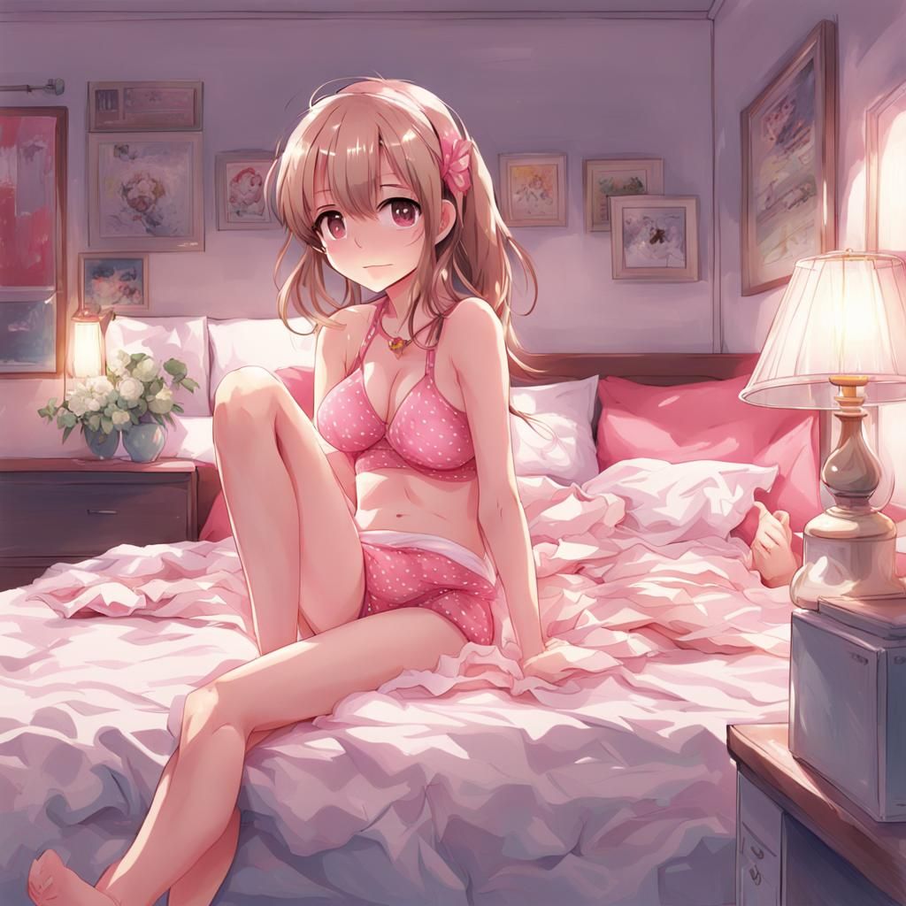 Girl in Pink Bikini: Anime Key Visual Art