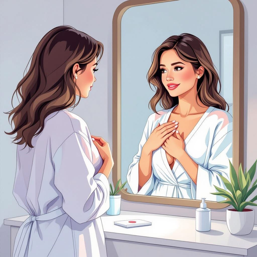 Breast Self-Exam Guide with Pastel Illustrations