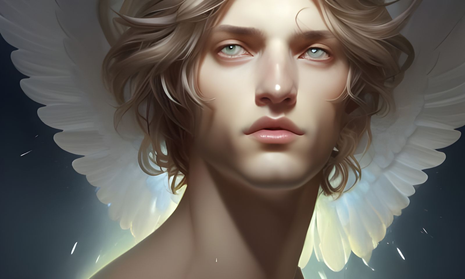 Ethereal Angelic Male Model Portrait in High Resolution