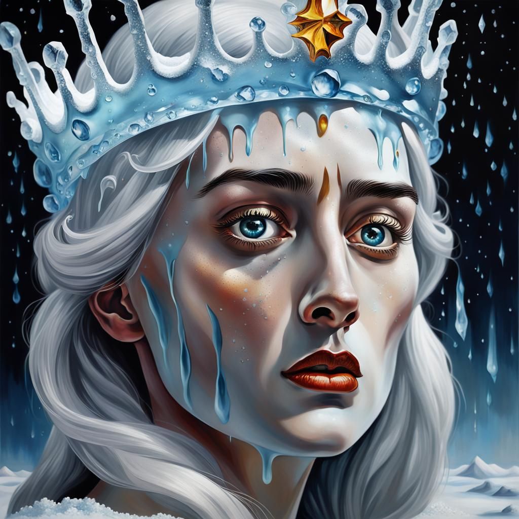 Sad Ice Queen: Melting Surrealism in Oil