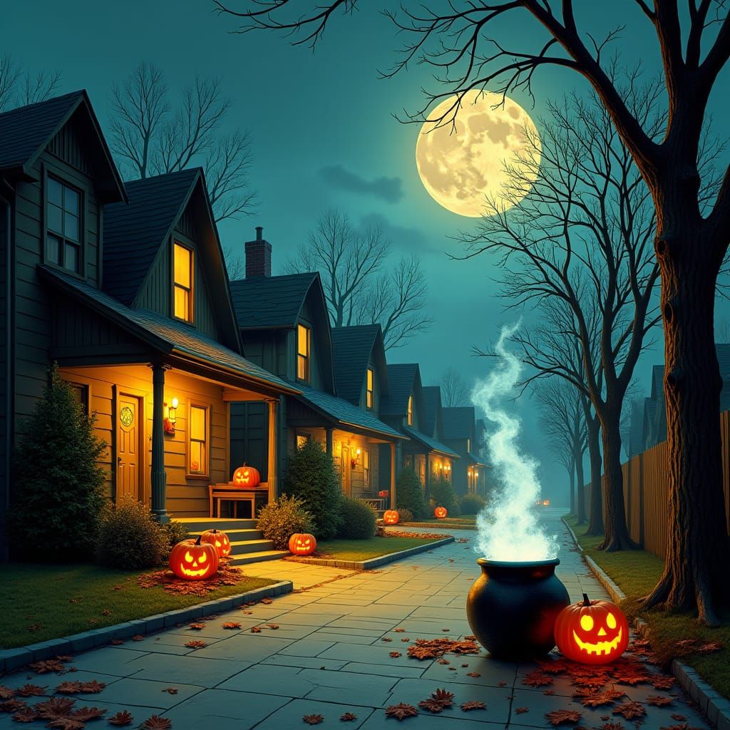 Eerie Halloween Night: A Hauntingly Beautiful Autumn Scene