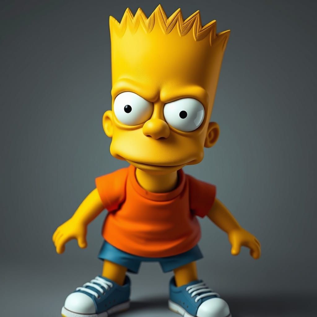 Hyper Realistic Bart Simpson Portrait in Photorealistic Styl...