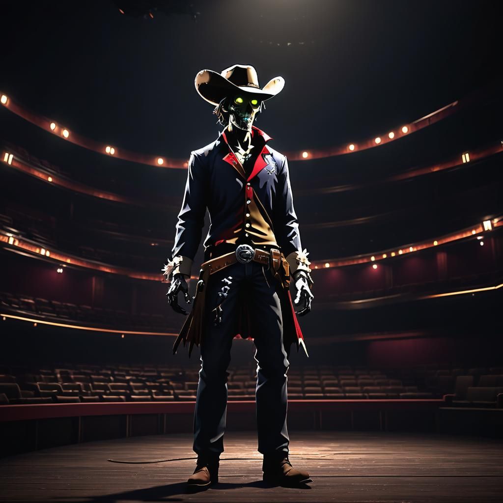 Cowboy Zombie in Empty Theater, Anime Style
