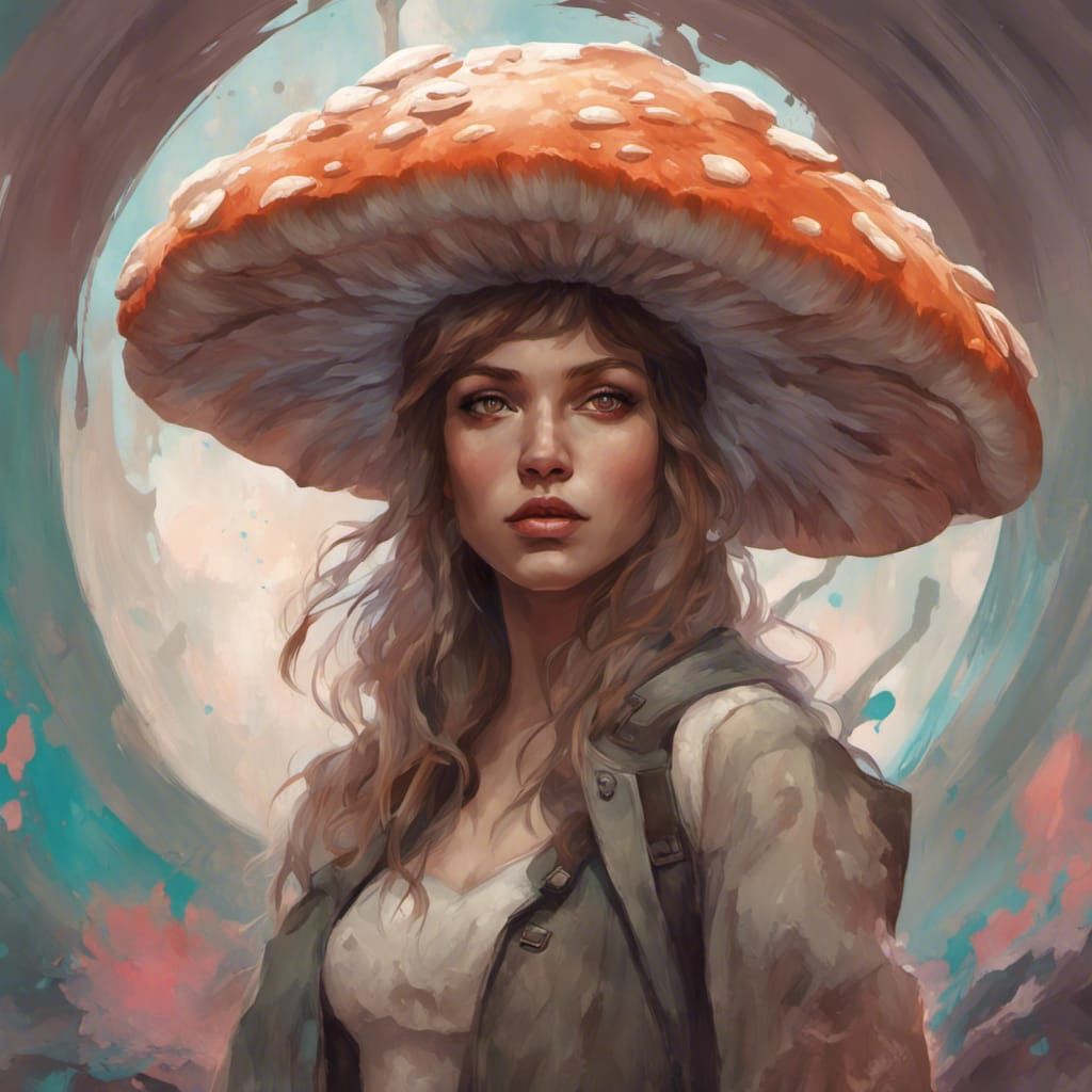Mushroom Outfit Portrait in Hyperdetailed Style