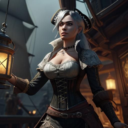 Female Pirate in Ship Hold: 3D Game Cinematic