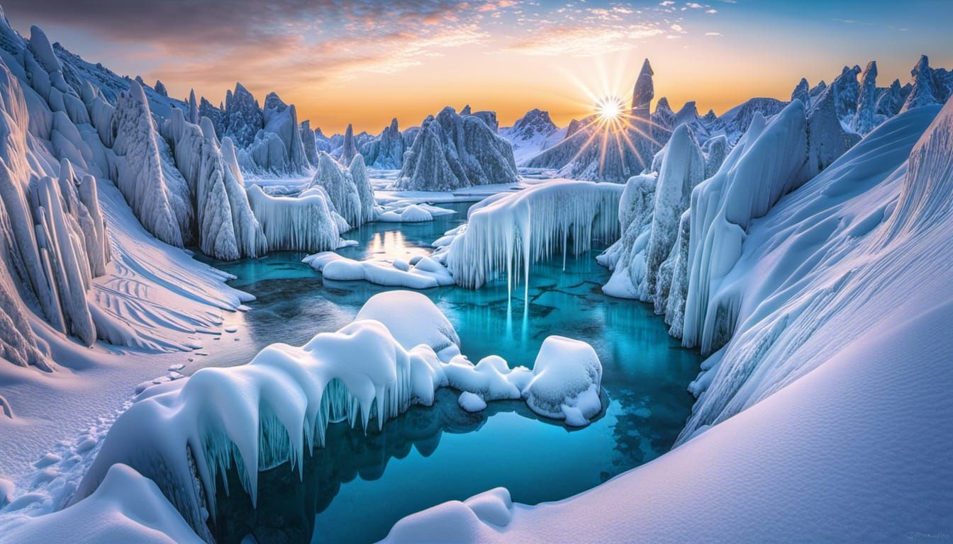 Icy Snow Vortex: A Surreal Winter Landscape