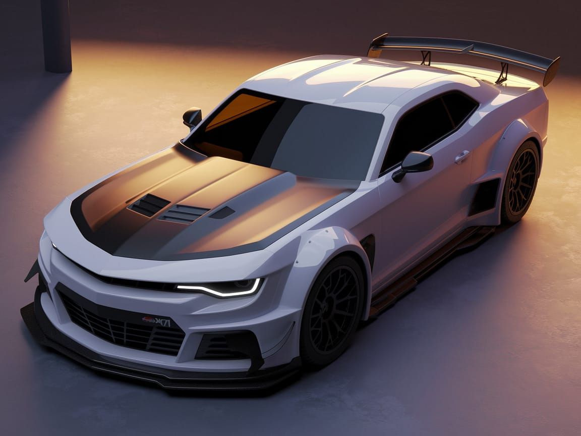 Modern American Muscle Car in Studio Showroom