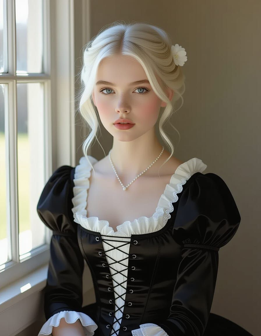 Victorian Girl in Sunlight: Photorealistic Portrait