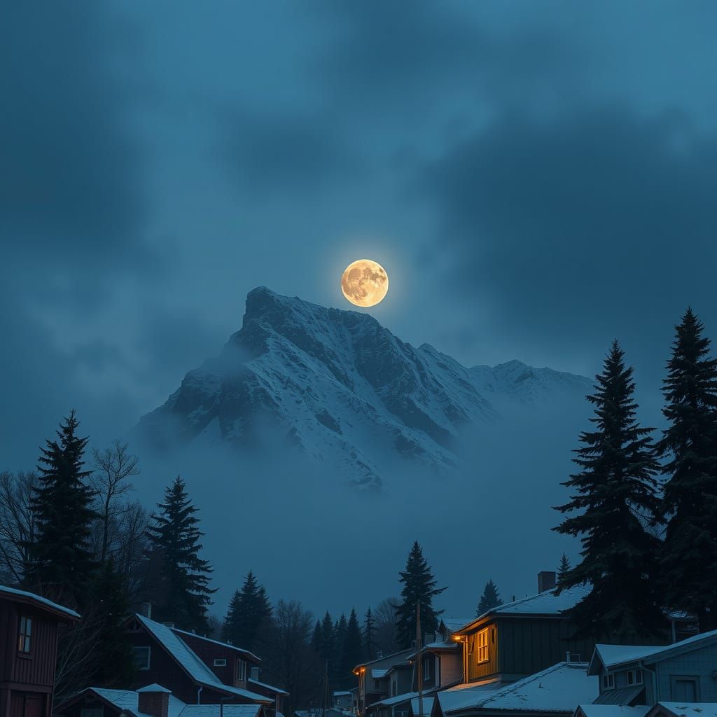 Cyberpunk Cityscape Under Moonlit Skies