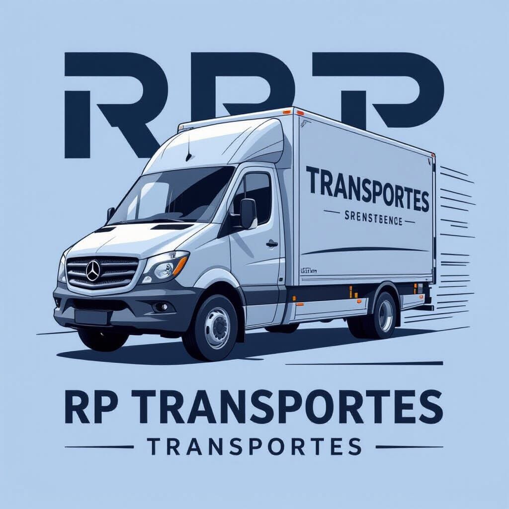 RP Transportes Logo: 3D Minimalist Sprinter Truck Design