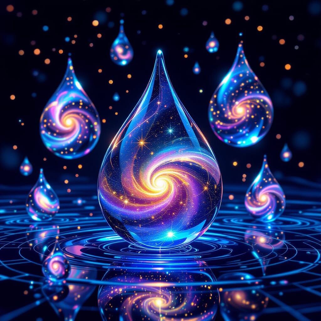 Multiverse in Droplets: A Digital Painting