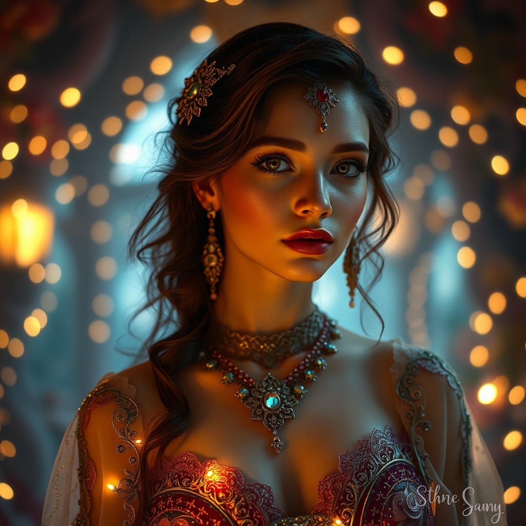 Ariel in Art Nouveau Jewelry, Hyperrealistic Portrait