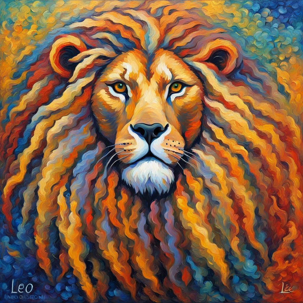 Zodiac Leo in Post-Impressionist Impasto Style