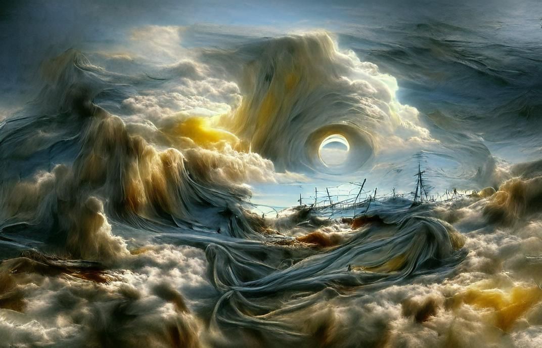 Colossal Ocean Maelstrom Render in Romanticism Style