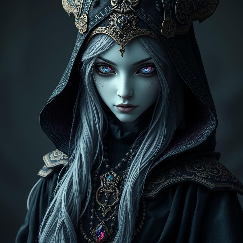 Mystical Shadar-kai Warlock in Ethereal Robes