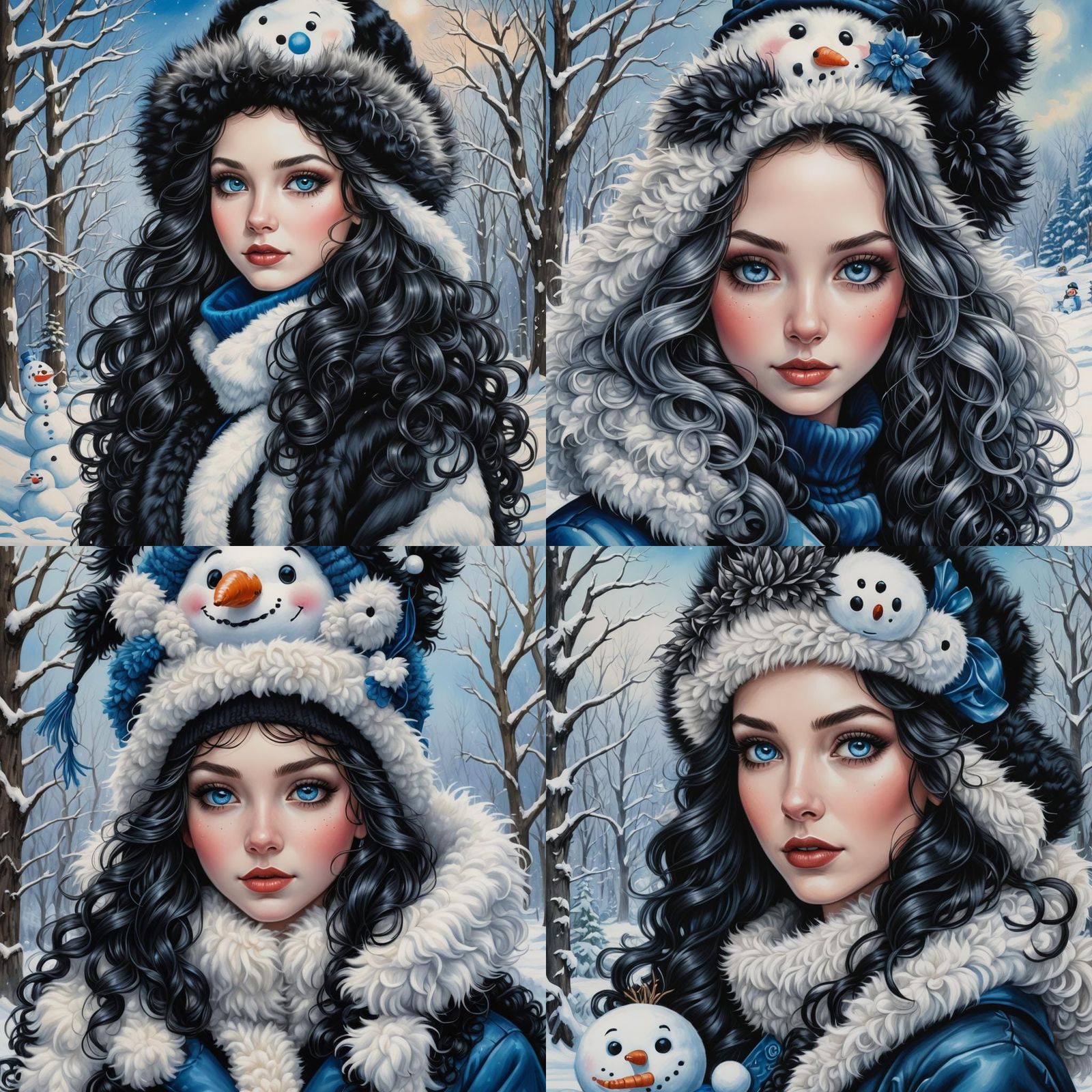 Winter Girl Portrait in Colored Pencil Style