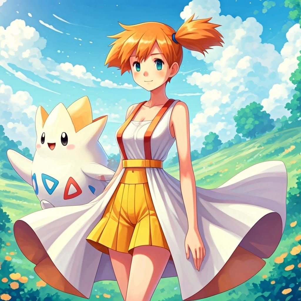 Misty and Togekiss in Anime Style