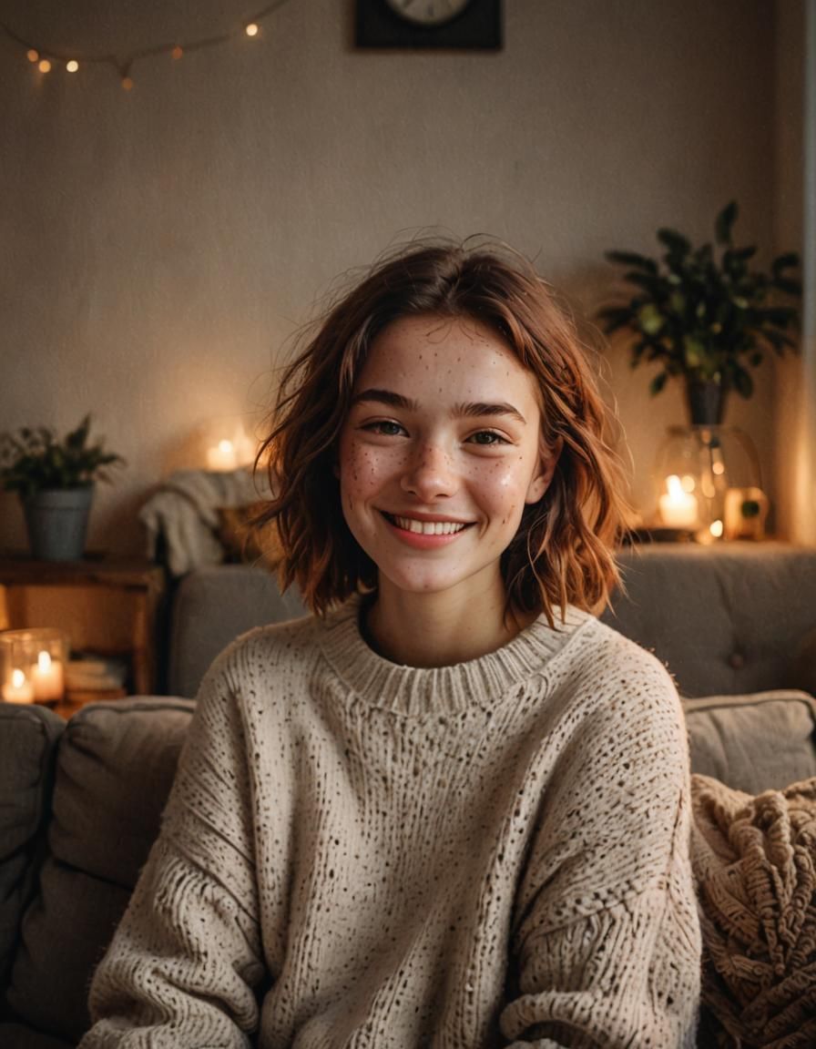 Cute Freckled Girlfriend Smiling Lovingly