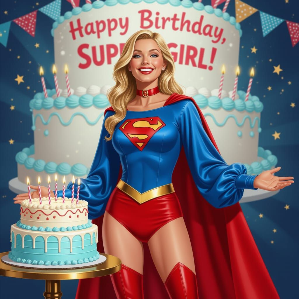 Bronze Age Supergirl Celebrates Birthday with Cake