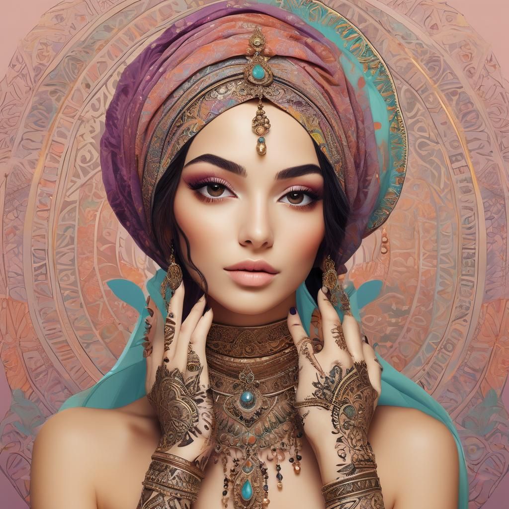 Arabic Woman Illustration for Makeup Artist Website