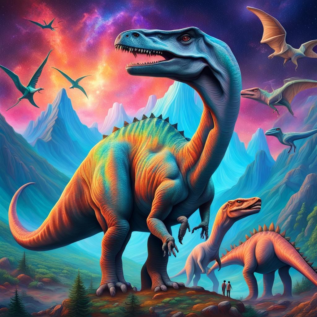 Holographic Dinosaur Mountain by Pablo Amaringo