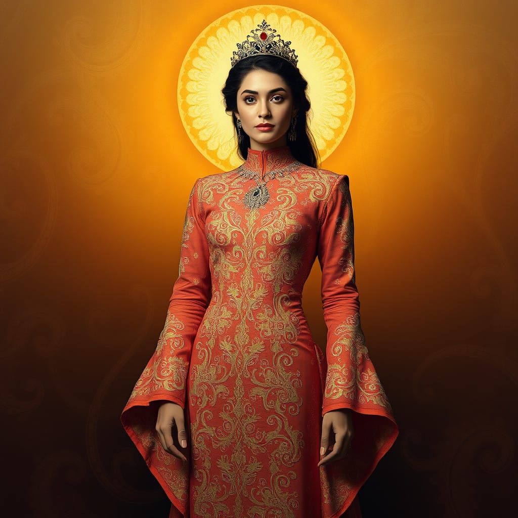 Regal Woman in Golden Elegance