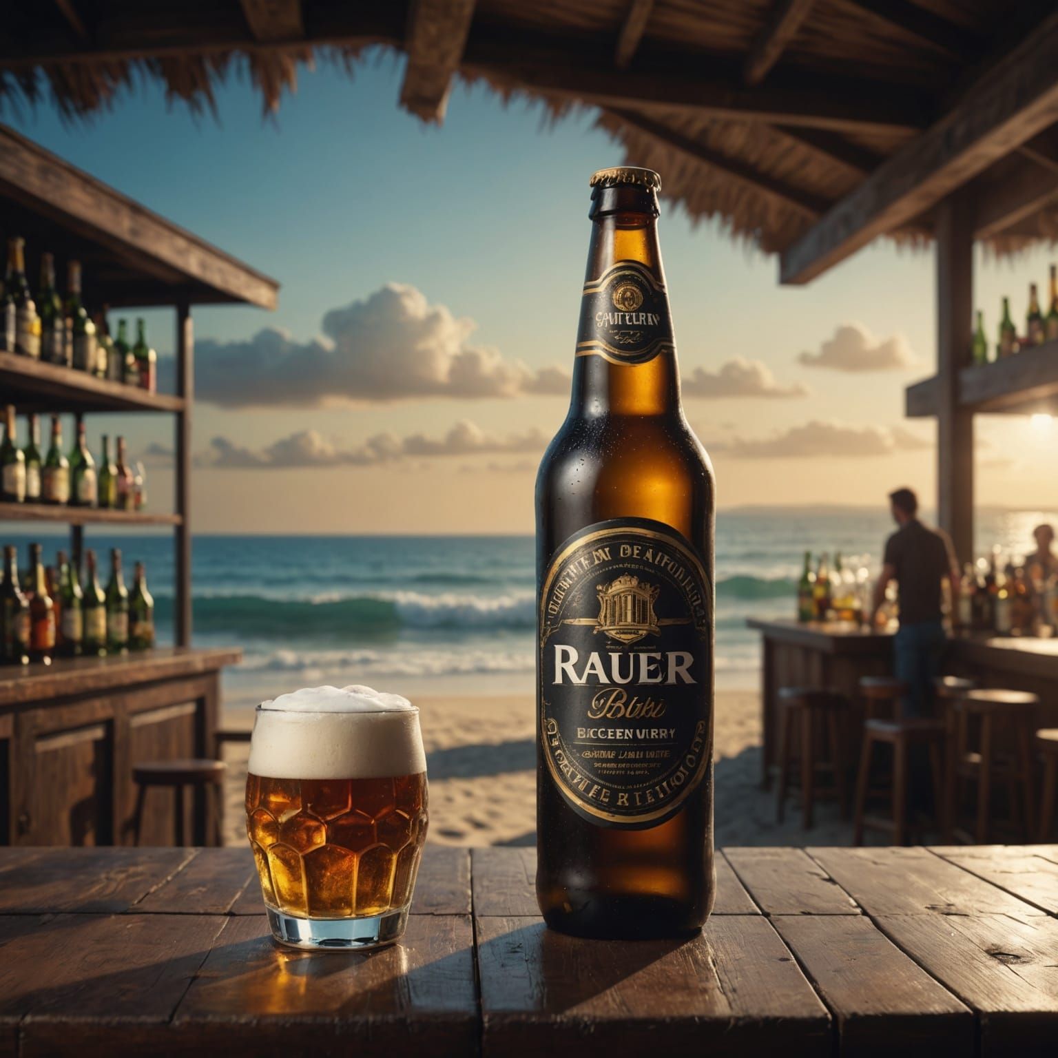 Beer Factory in Wine Bottle on Beach Bar