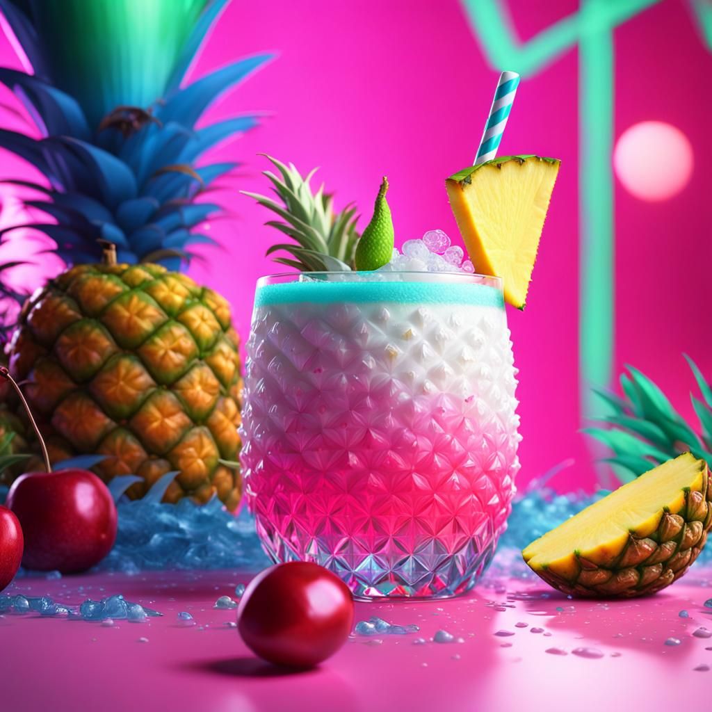 Iridescent Pina Colada Cocktail Art