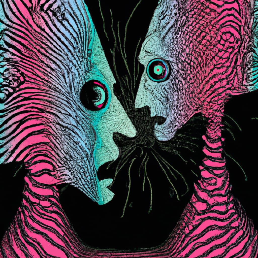 Abstract Figures Merge in Space: 3D Digital Art