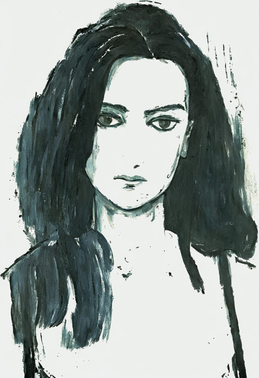 Brooding Woman in Expressionist Style