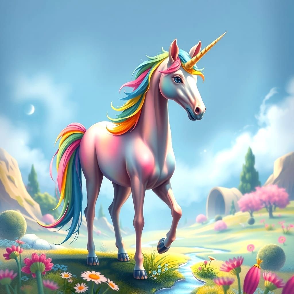 Rainbow Unicorn with Vivid Colors