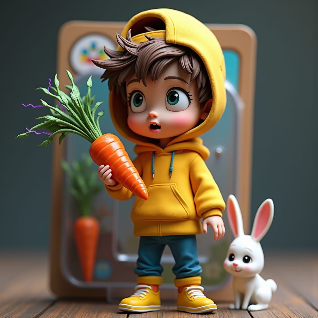 Boy Action Figure with Lightning Carrot Toy