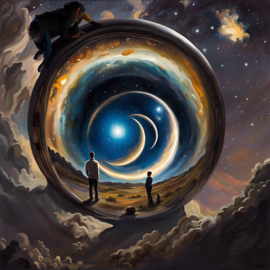 Stargazing Father and Son: Detailed Matte Painting