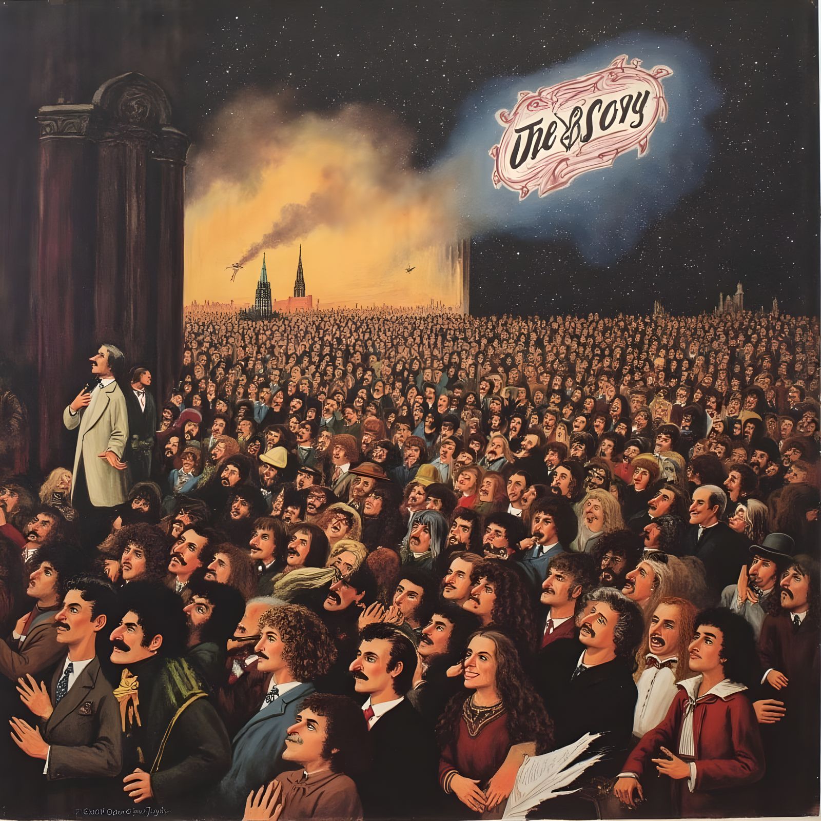 Psychedelic Concert Crowd Illustration