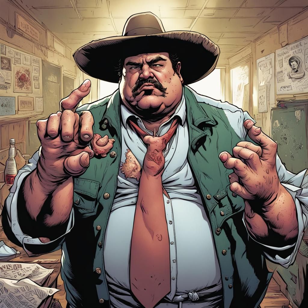 Mexican Gang Boss with Broken Finger, Comic Art