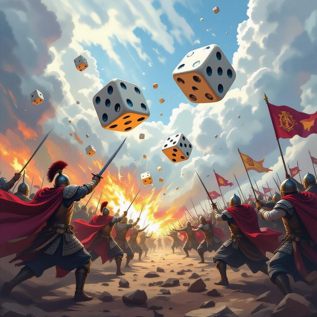 Epic Battlefield Interrupted by Giant Dice
