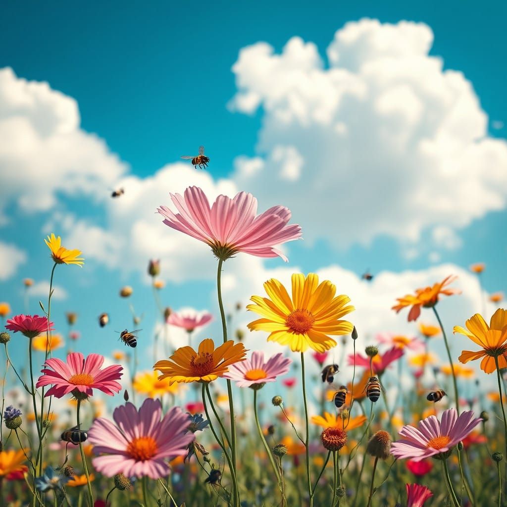 Vibrant Wildflowers in Whimsical Watercolor Style