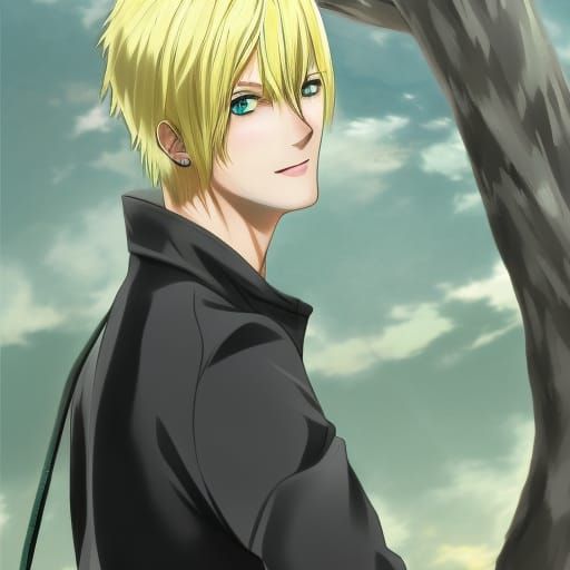 Blond Anime Man with Green Eyes