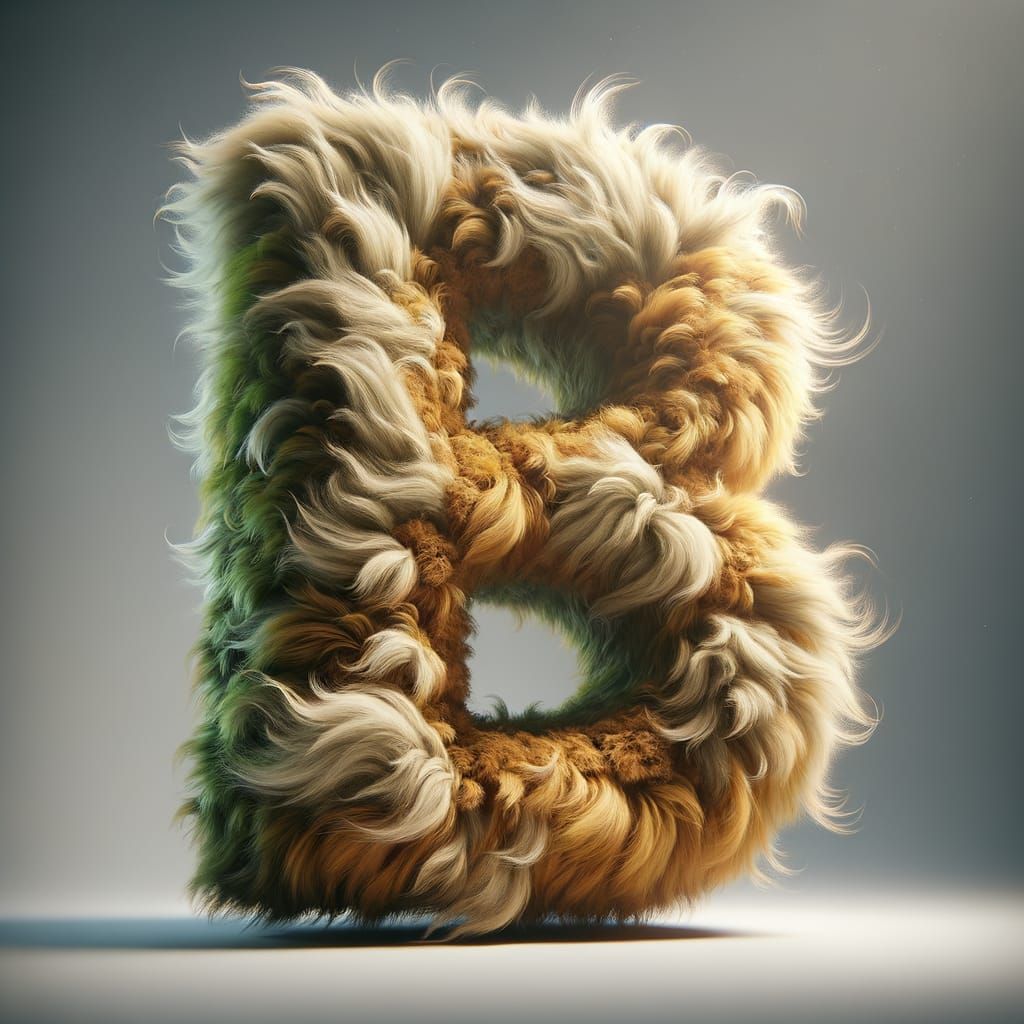 Letter B with Fur Gradient in Fantasy Style