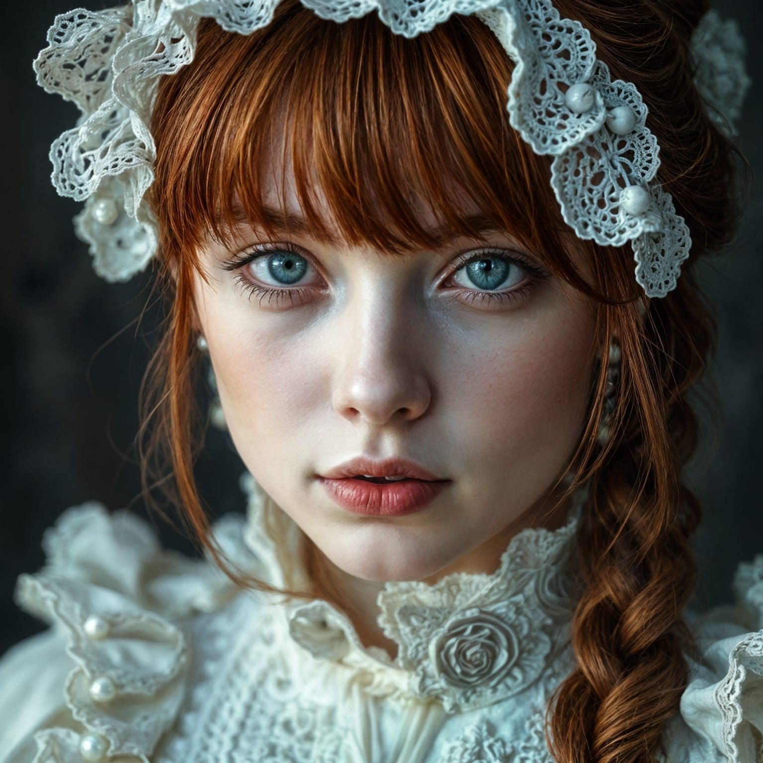 Ethereal Redhead in Gothic Splendor