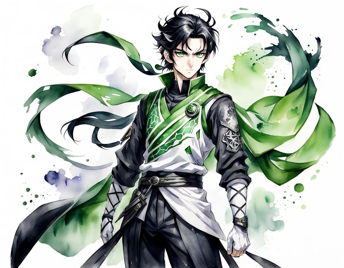 Fantasy Hero Portrait in Anime Watercolor Style